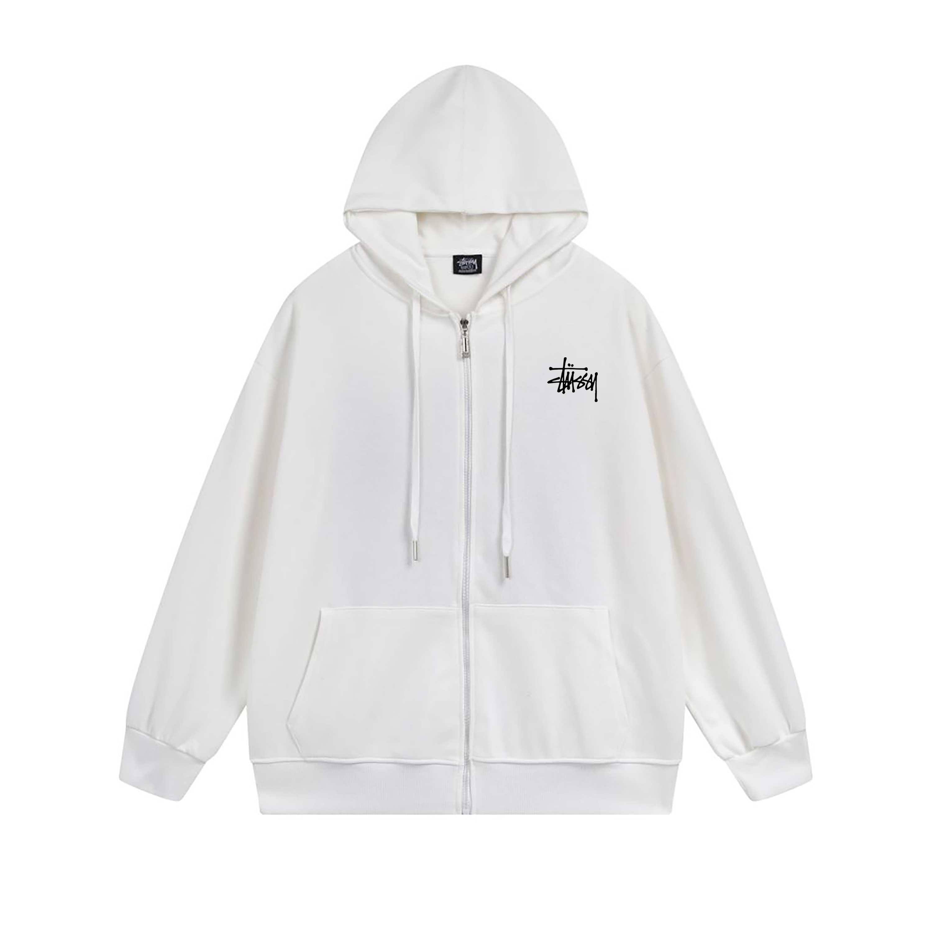 Stussy Orange Blue Planet Crest Full-Zip Hoodie