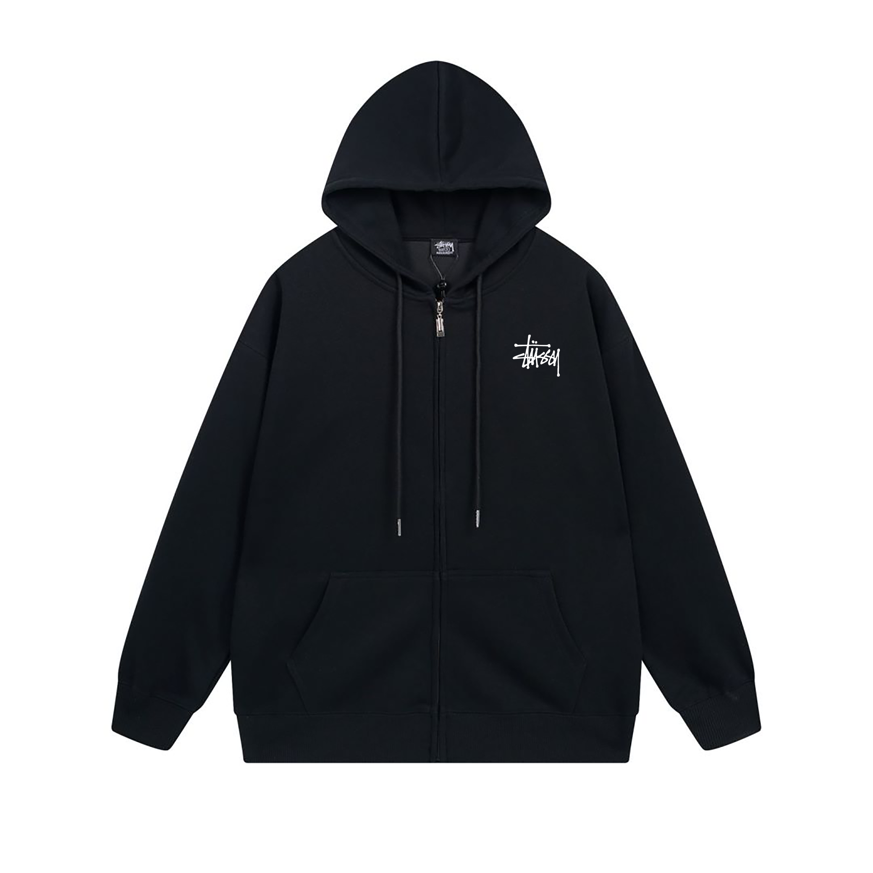 Stussy Orange Blue Planet Crest Full-Zip Hoodie