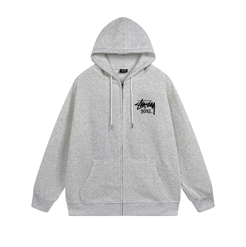 Stussy Orange Flame Emblem Full-Zip Hoodie