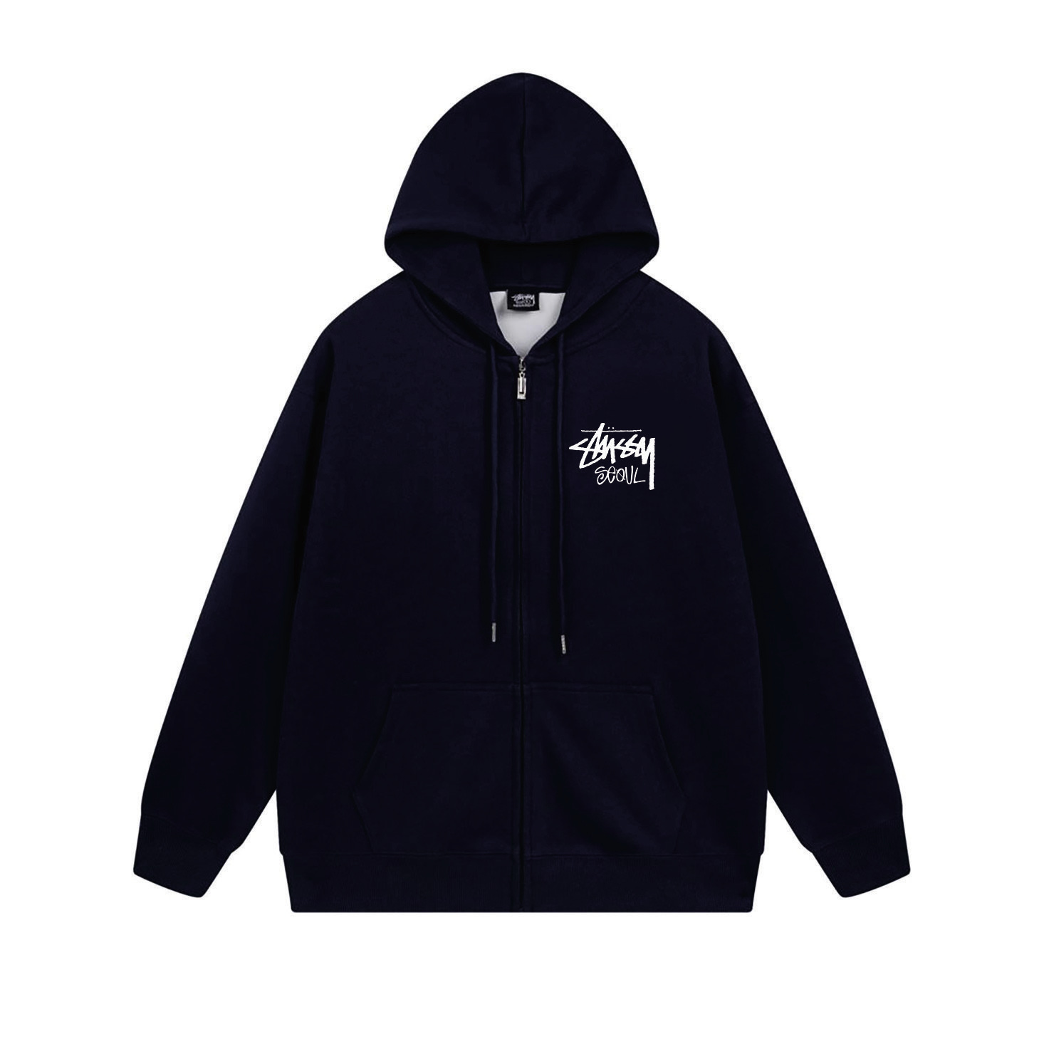 Stussy Orange Flame Emblem Full-Zip Hoodie