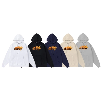 Stussy Orange Flame Signature Pullover Hoodie 01