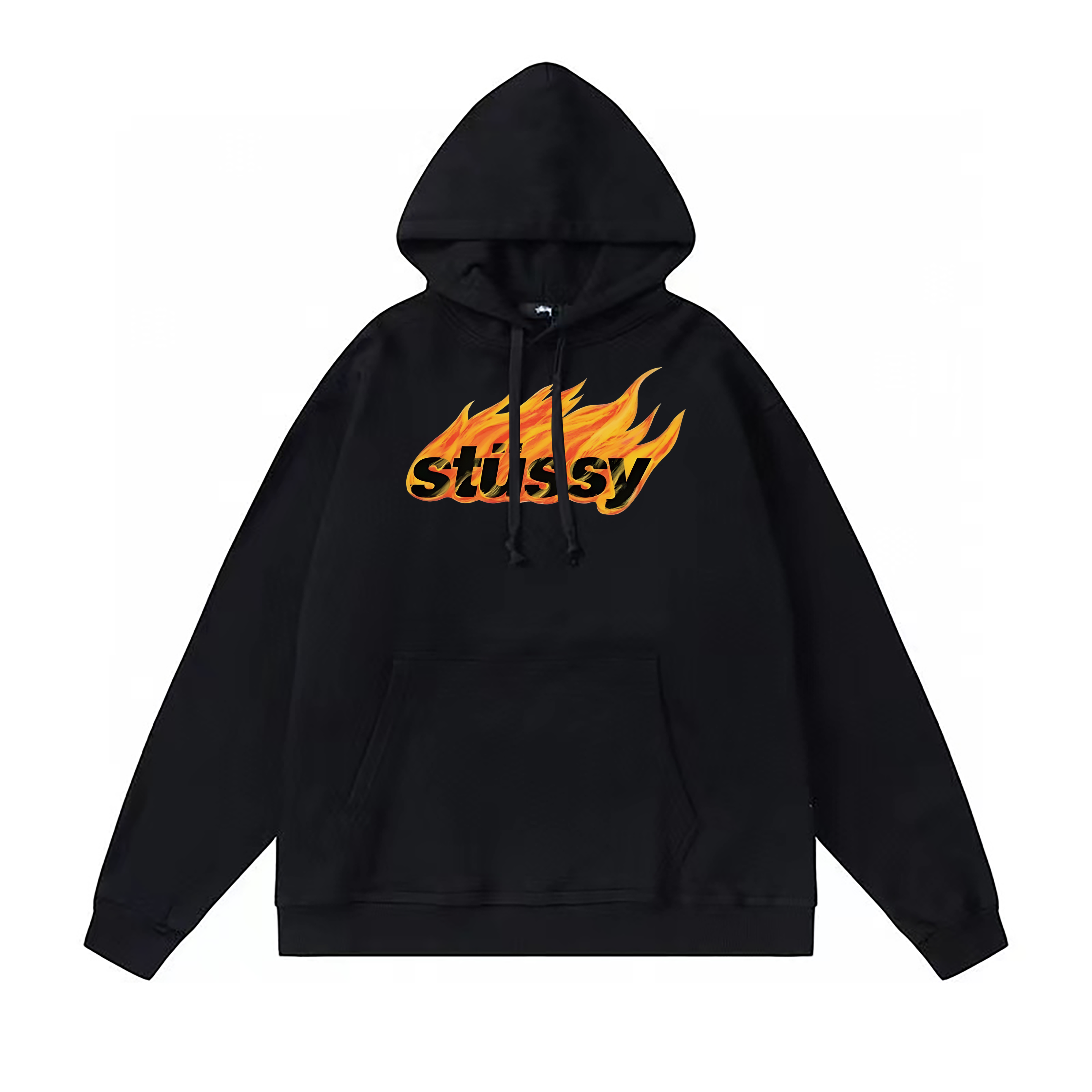 Stussy Orange Flame Signature Pullover Hoodie