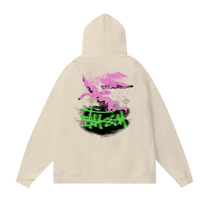 Stussy Pastel Landscape Brush Graphic Pullover Hoodie