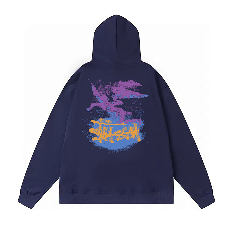 Stussy Pastel Landscape Brush Graphic Pullover Hoodie