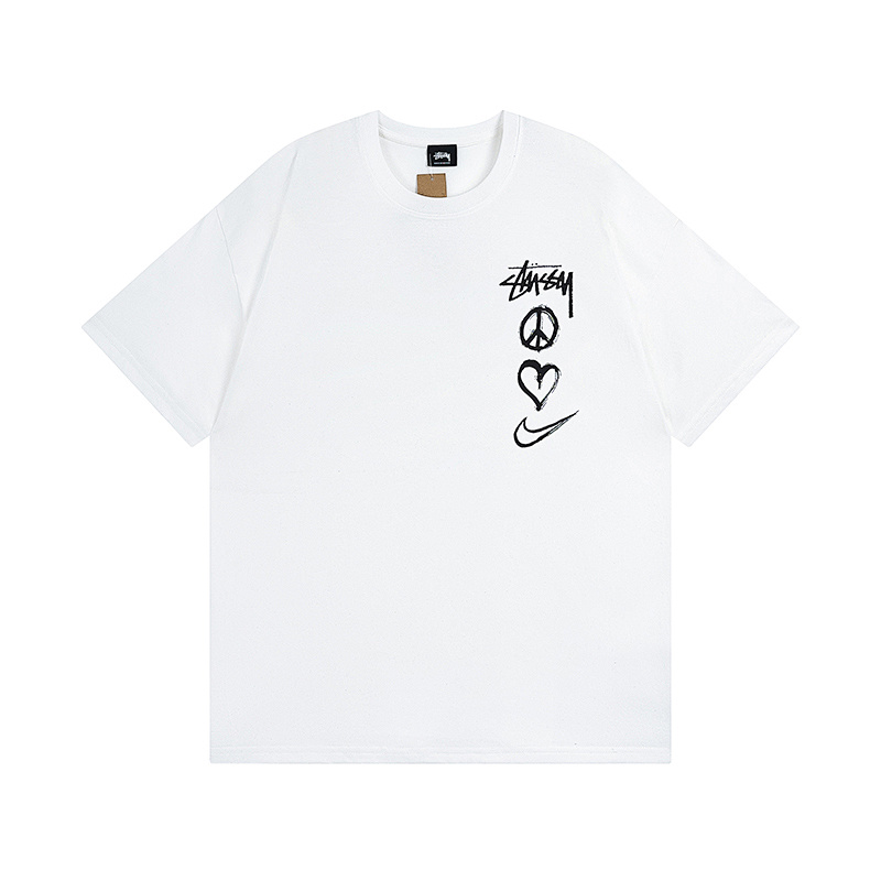 Stussy Peace Heart Swoosh Symbol T-Shirt