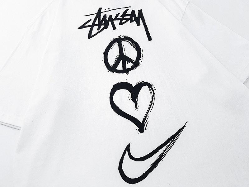Stussy Peace Heart Swoosh Symbol T-Shirt