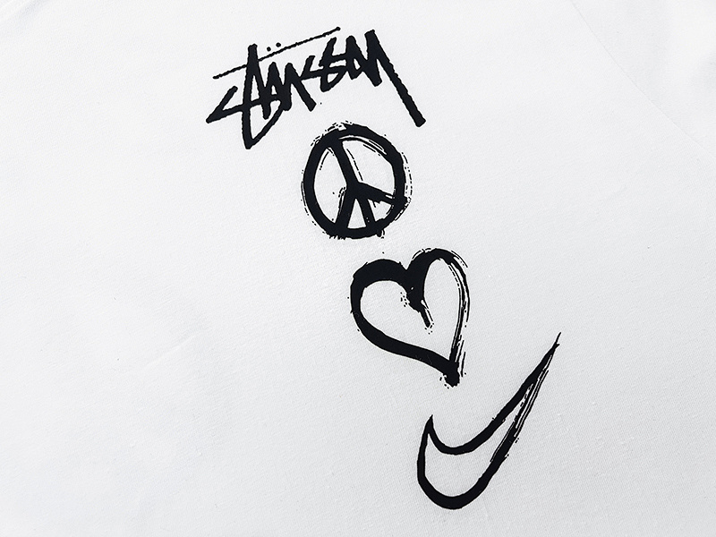 Stussy Peace Heart Swoosh Symbol T-Shirt