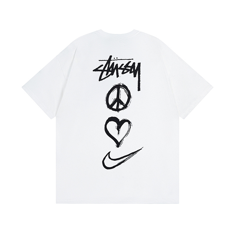 Stussy Peace Heart Swoosh Symbol T-Shirt