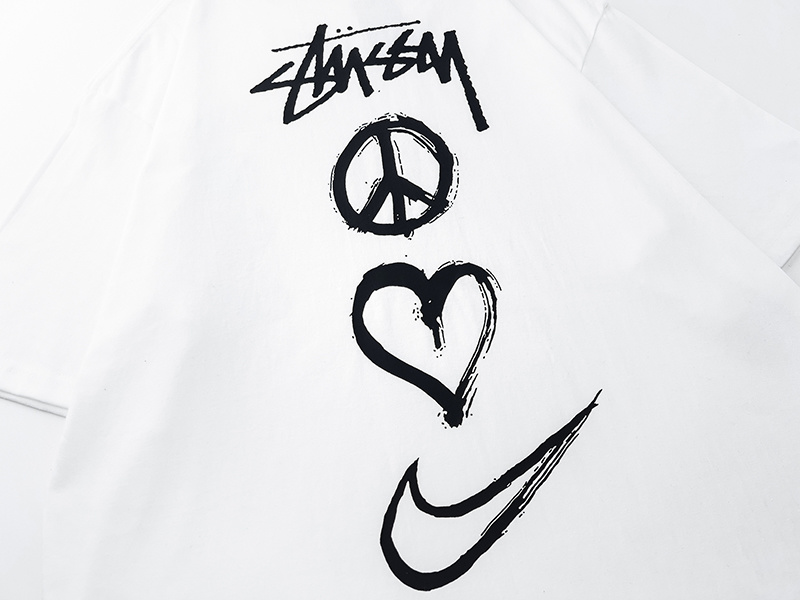 Stussy Peace Heart Swoosh Symbol T-Shirt