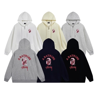 Stussy Pink Arch Portrait Full-Zip Hoodie 01