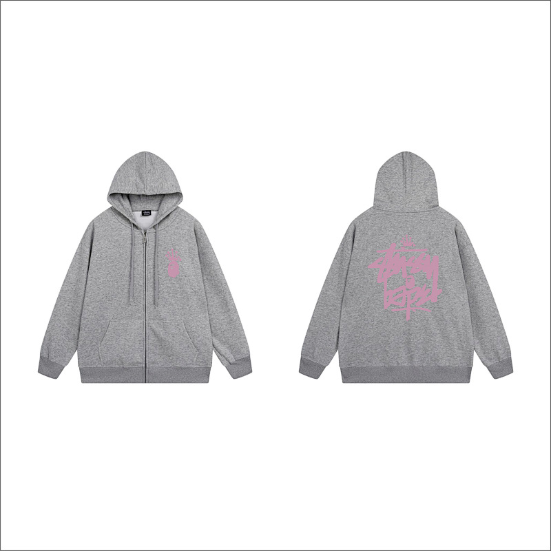 Stussy Pink Crown Handstyle Full-Zip Hoodie
