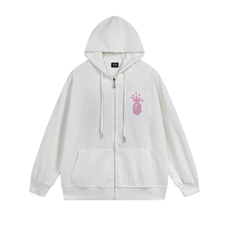 Stussy Pink Crown Handstyle Full-Zip Hoodie
