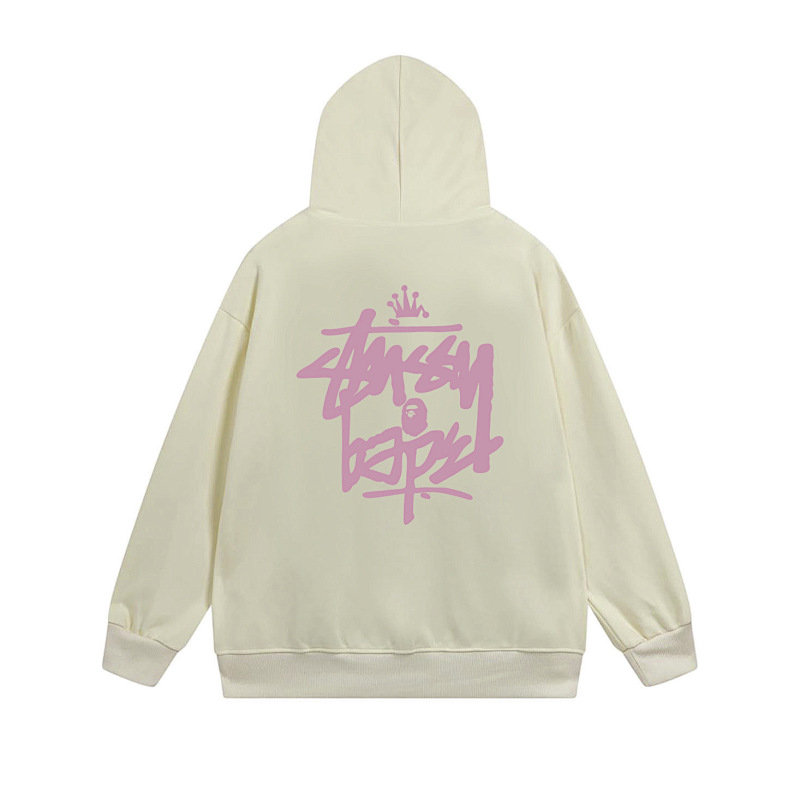 Stussy Pink Crown Handstyle Full-Zip Hoodie
