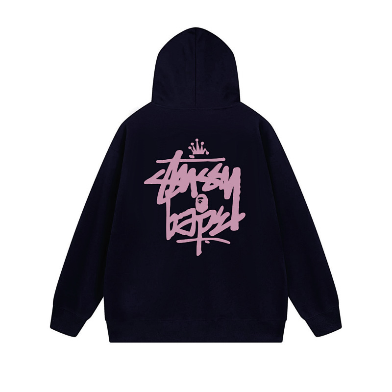 Stussy Pink Crown Handstyle Full-Zip Hoodie