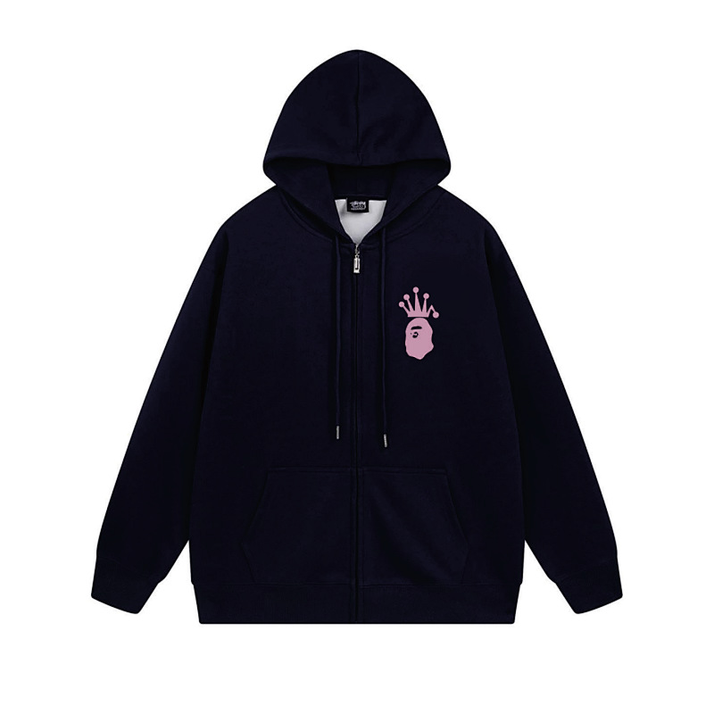Stussy Pink Crown Handstyle Full-Zip Hoodie