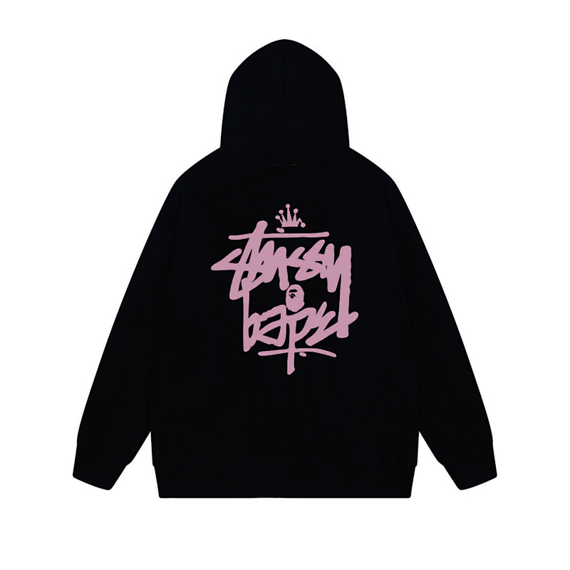 Stussy Pink Crown Handstyle Full-Zip Hoodie