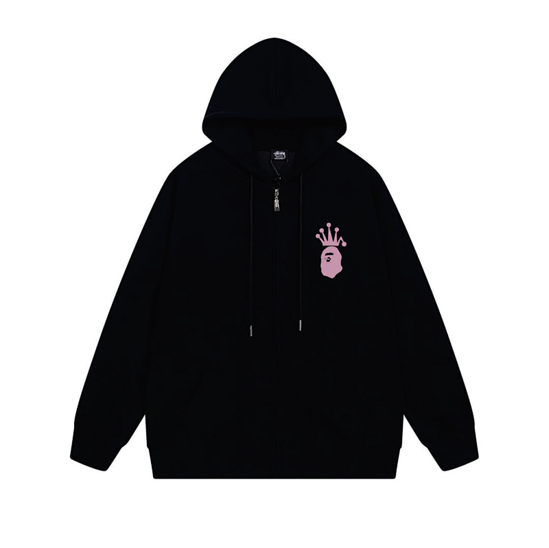 Stussy Pink Crown Handstyle Full-Zip Hoodie
