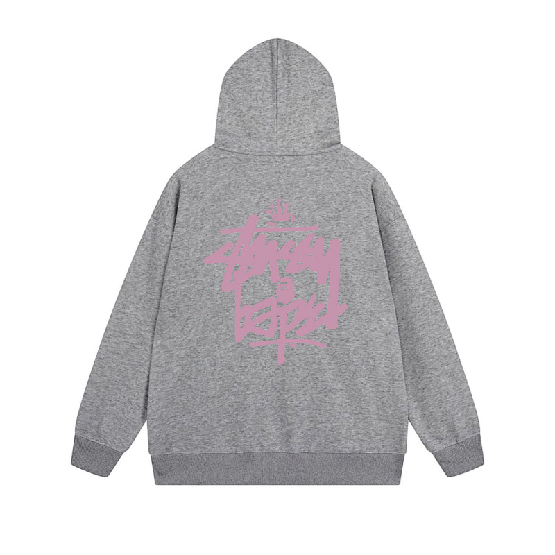 Stussy Pink Crown Handstyle Full-Zip Hoodie