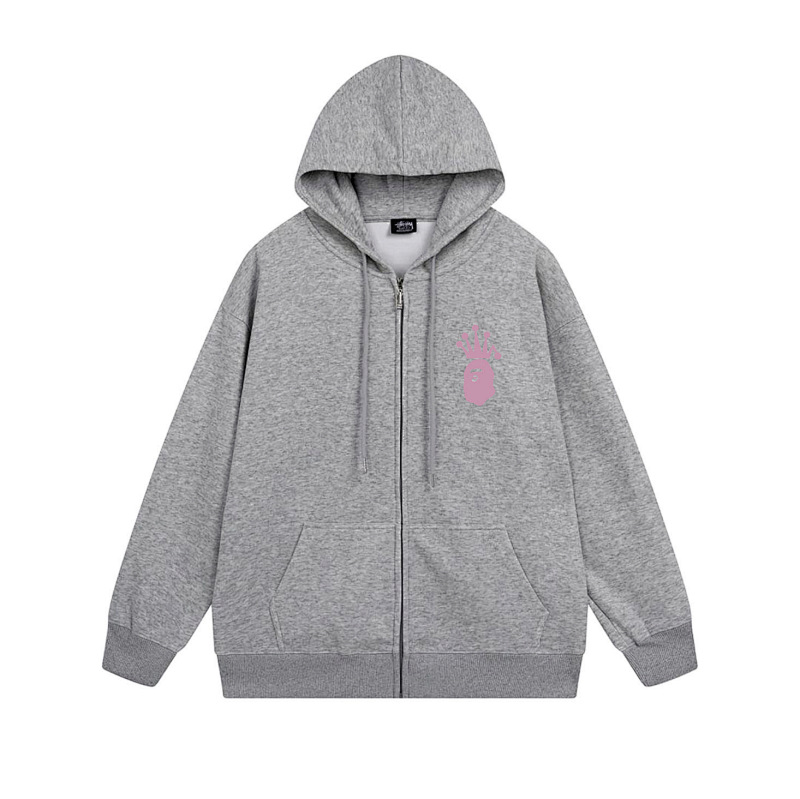 Stussy Pink Crown Handstyle Full-Zip Hoodie