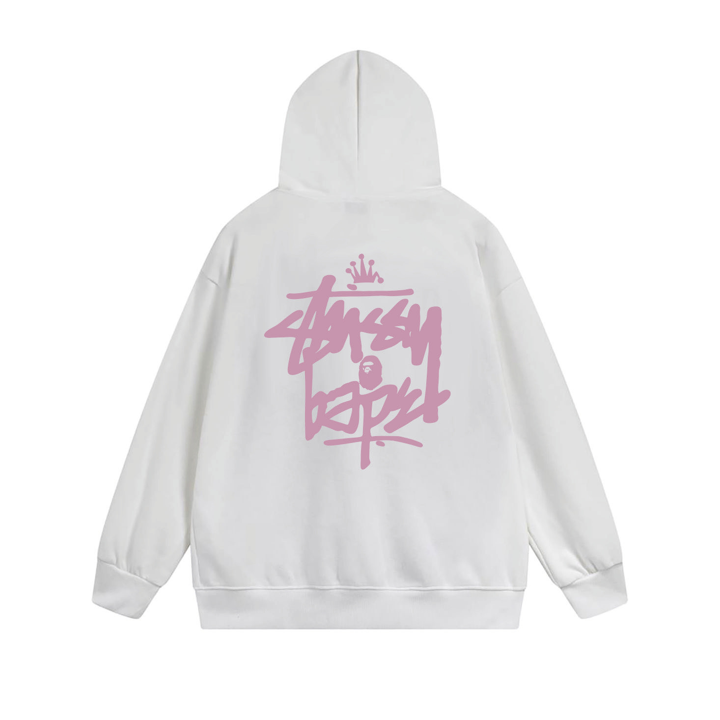 Stussy Pink Crown Handstyle Full-Zip Hoodie