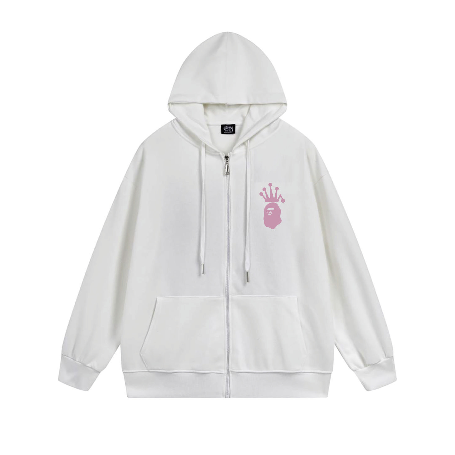 Stussy Pink Crown Handstyle Full-Zip Hoodie