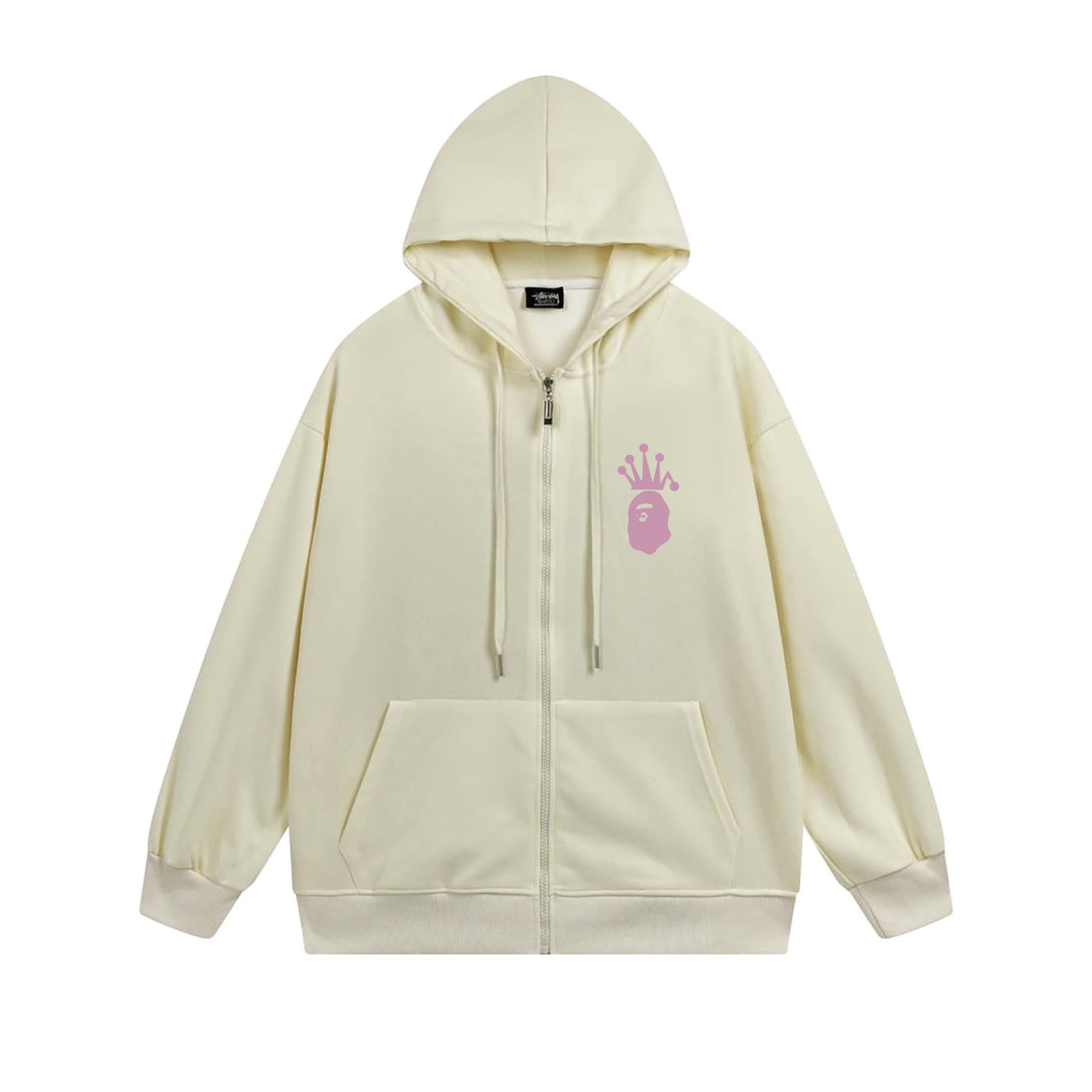Stussy Pink Crown Handstyle Full-Zip Hoodie