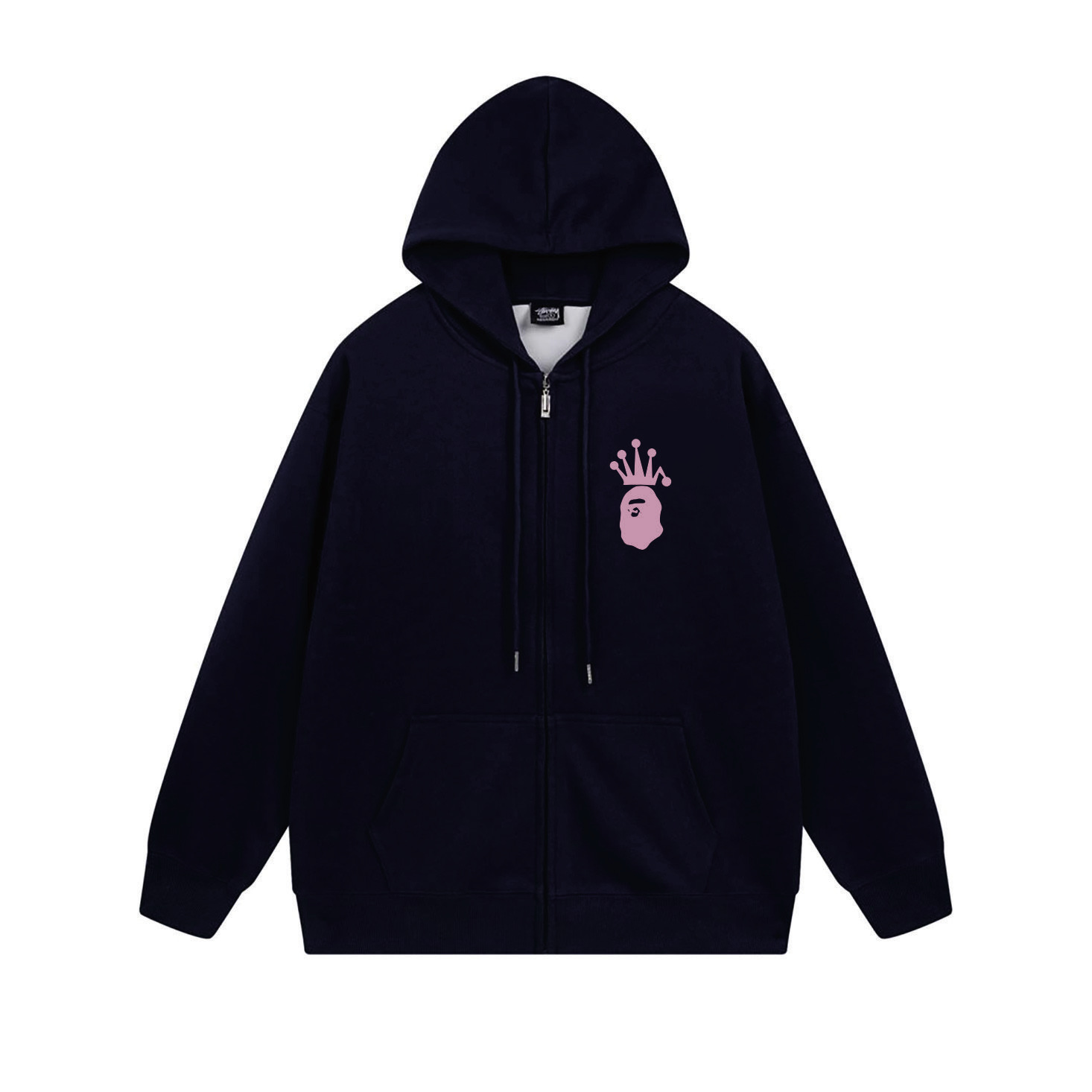 Stussy Pink Crown Handstyle Full-Zip Hoodie