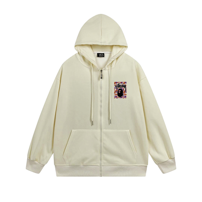 Stussy Pink Framed Portrait Full-Zip Hoodie
