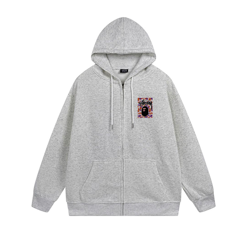 Stussy Pink Framed Portrait Full-Zip Hoodie