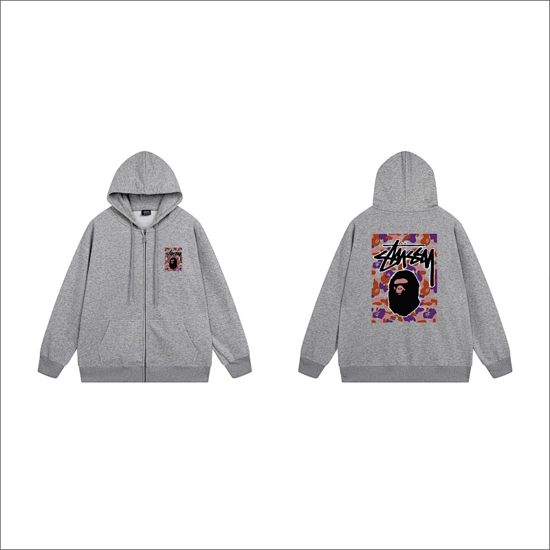 Stussy Pink Framed Portrait Full-Zip Hoodie