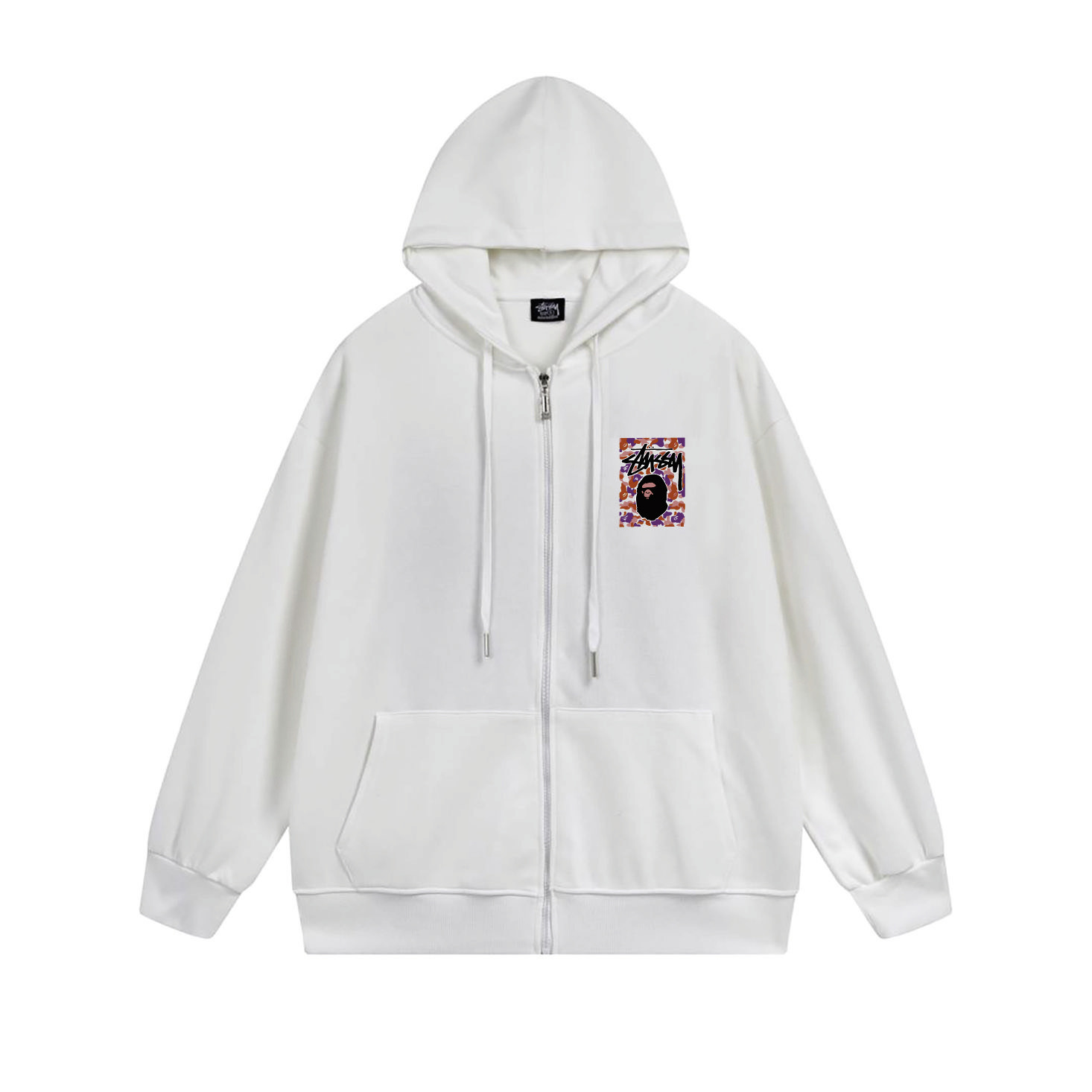 Stussy Pink Framed Portrait Full-Zip Hoodie