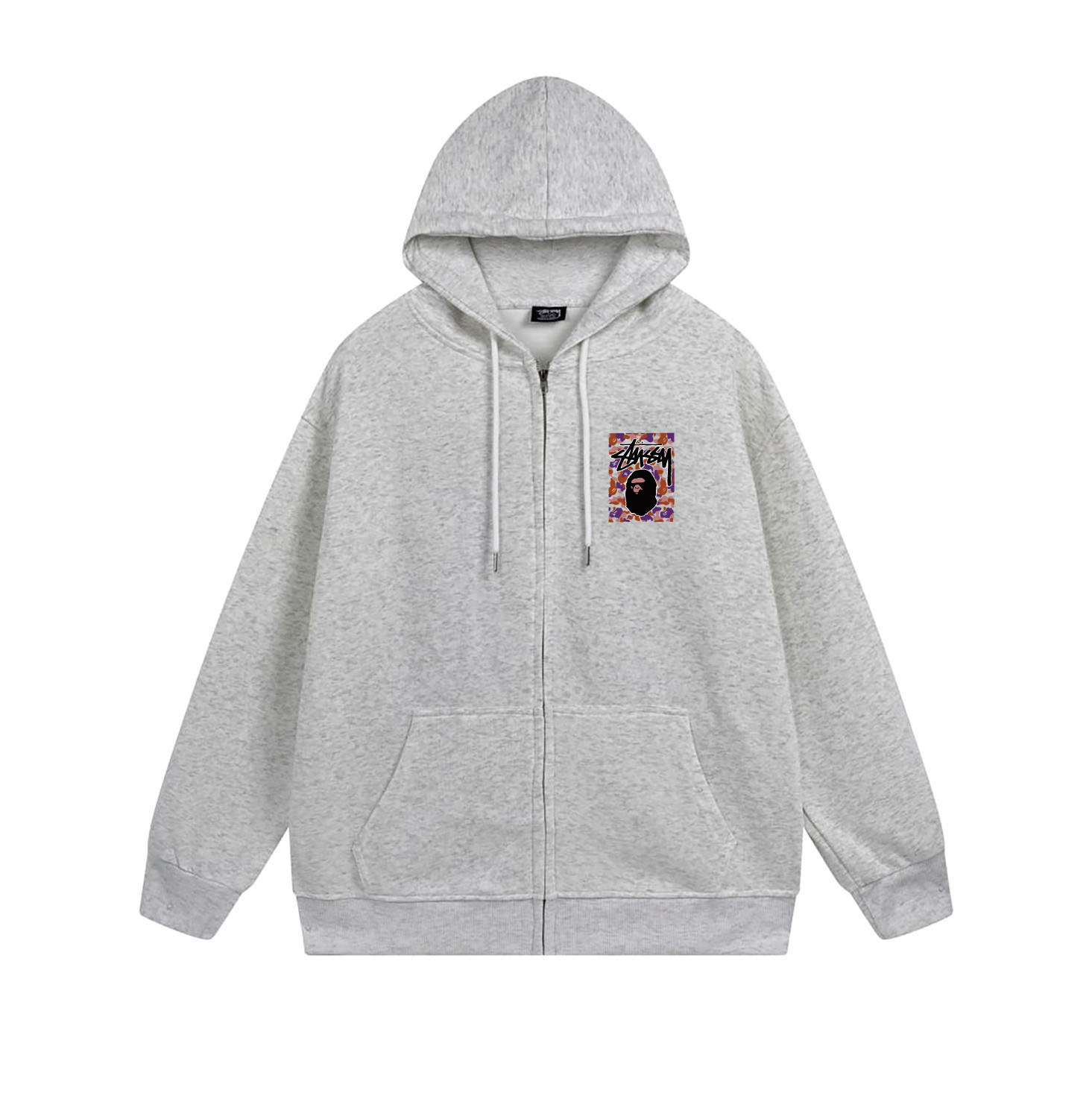 Stussy Pink Framed Portrait Full-Zip Hoodie