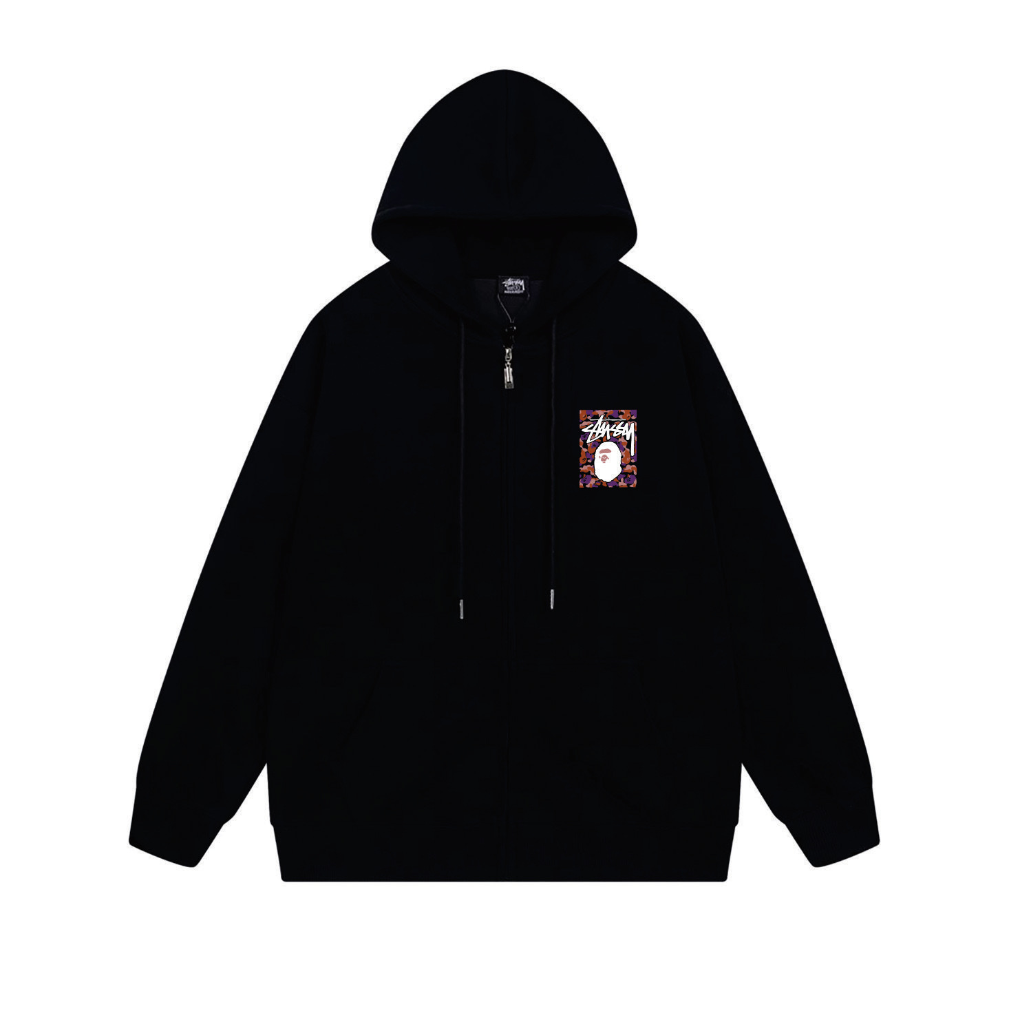 Stussy Pink Framed Portrait Full-Zip Hoodie