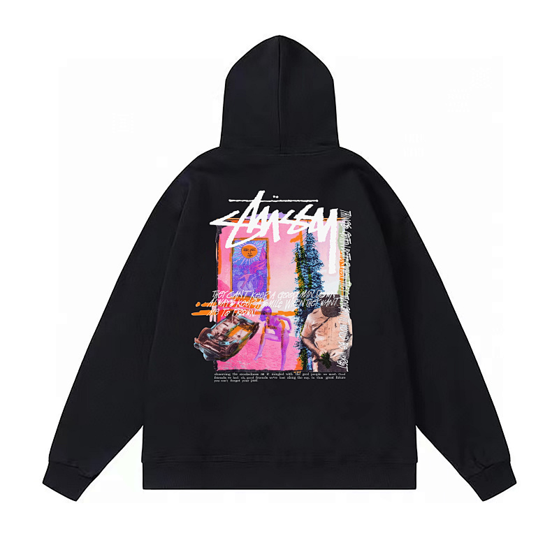 Stussy Pink Gallery Poster Pullover Hoodie