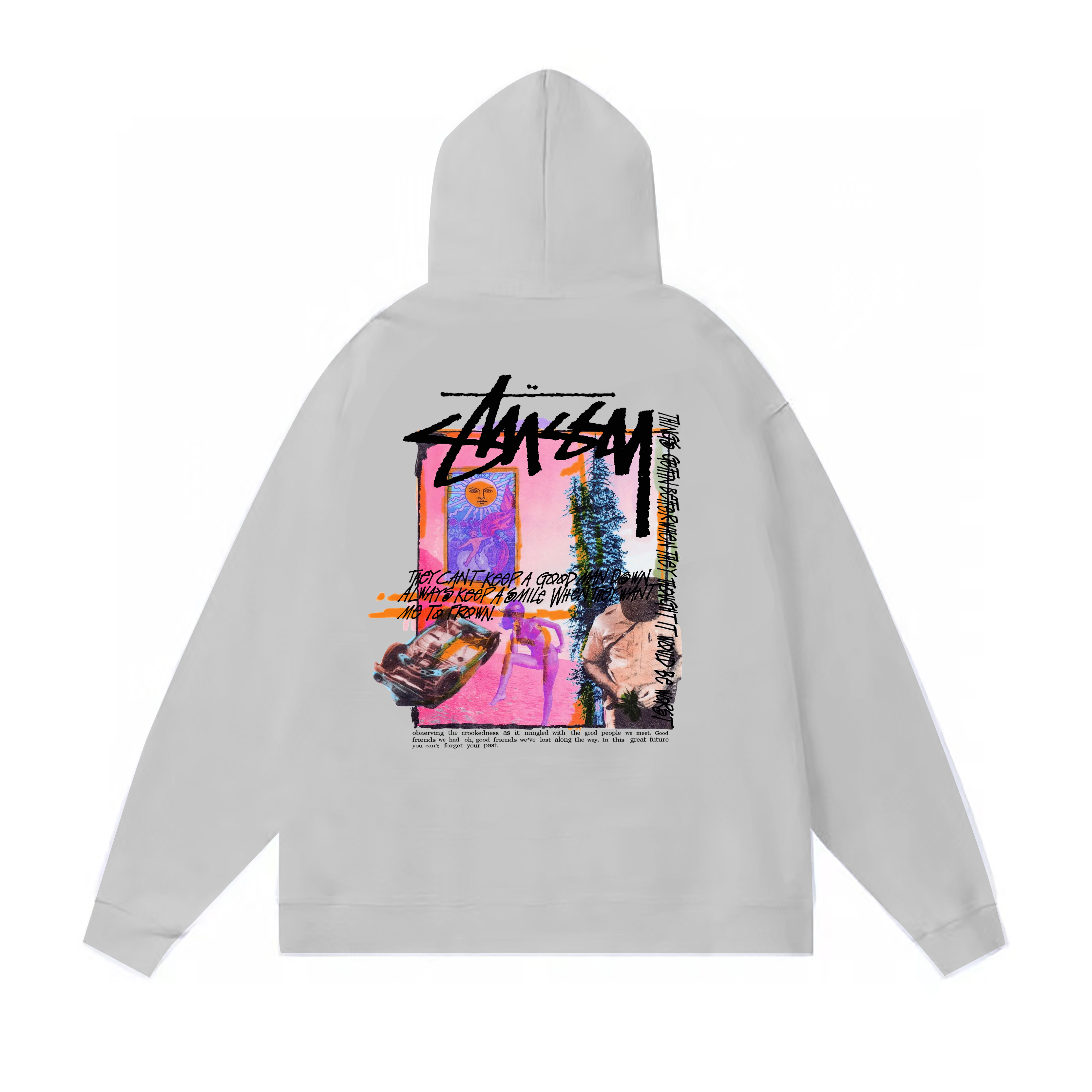 Stussy Pink Gallery Poster Pullover Hoodie