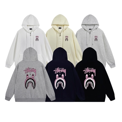 Stussy Pink Shark Mouth Full-Zip Hoodie 01