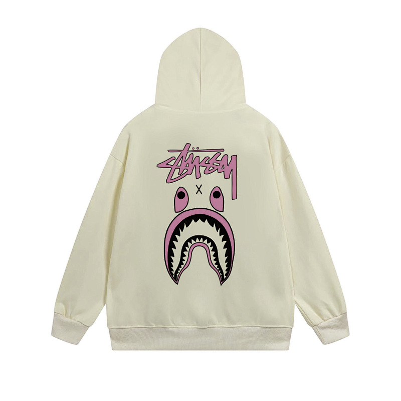 Stussy Pink Shark Mouth Full-Zip Hoodie
