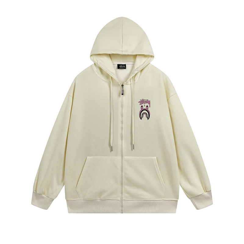 Stussy Pink Shark Mouth Full-Zip Hoodie