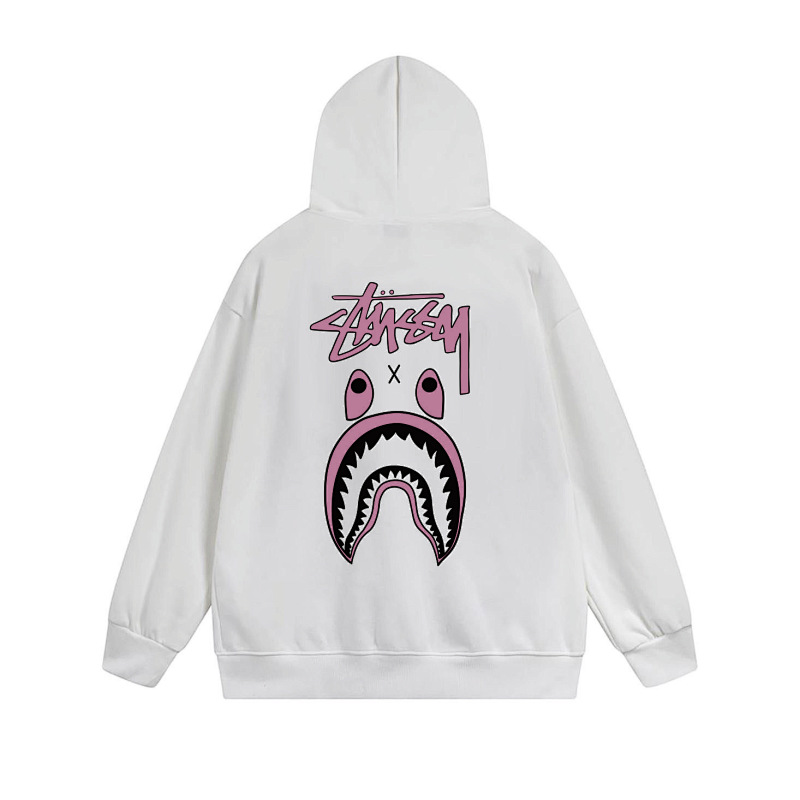 Stussy Pink Shark Mouth Full-Zip Hoodie