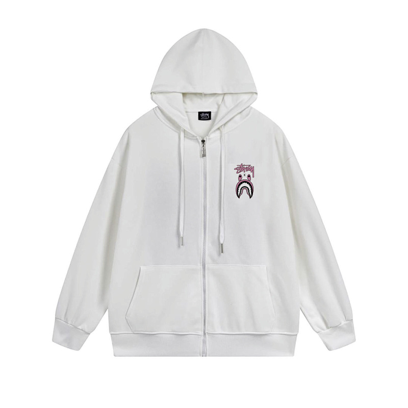 Stussy Pink Shark Mouth Full-Zip Hoodie
