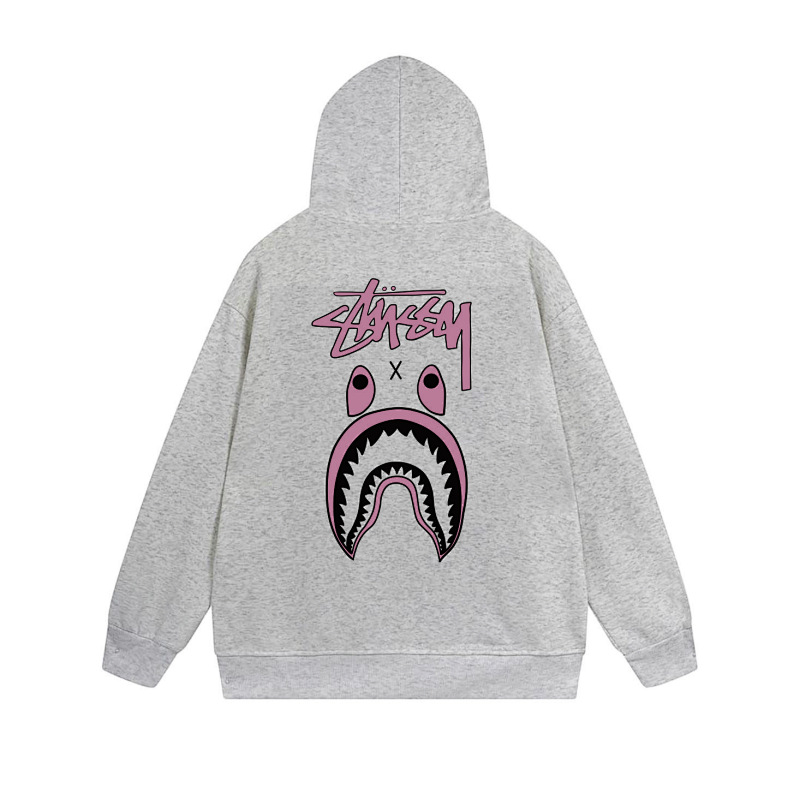 Stussy Pink Shark Mouth Full-Zip Hoodie