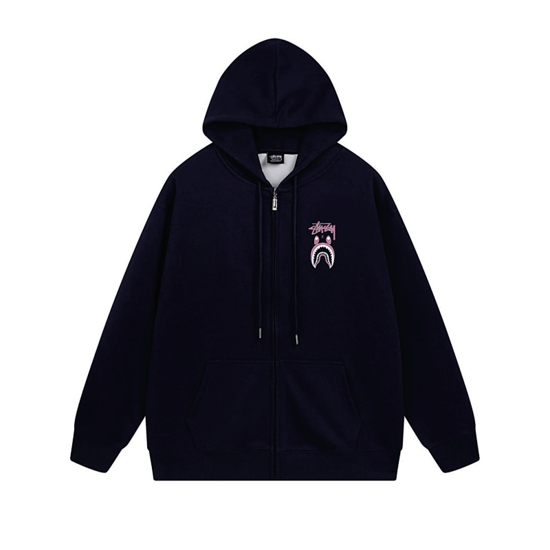 Stussy Pink Shark Mouth Full-Zip Hoodie