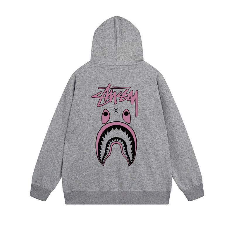 Stussy Pink Shark Mouth Full-Zip Hoodie