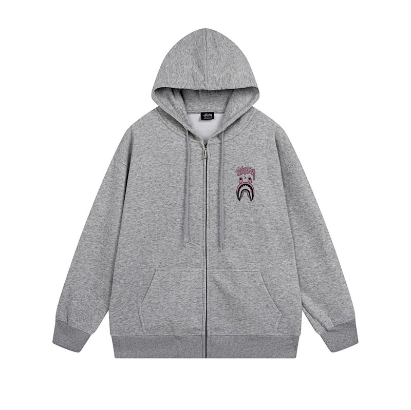 Stussy Pink Shark Mouth Full-Zip Hoodie