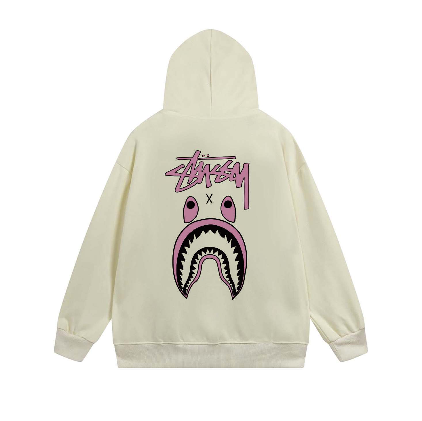 Stussy Pink Shark Mouth Full-Zip Hoodie