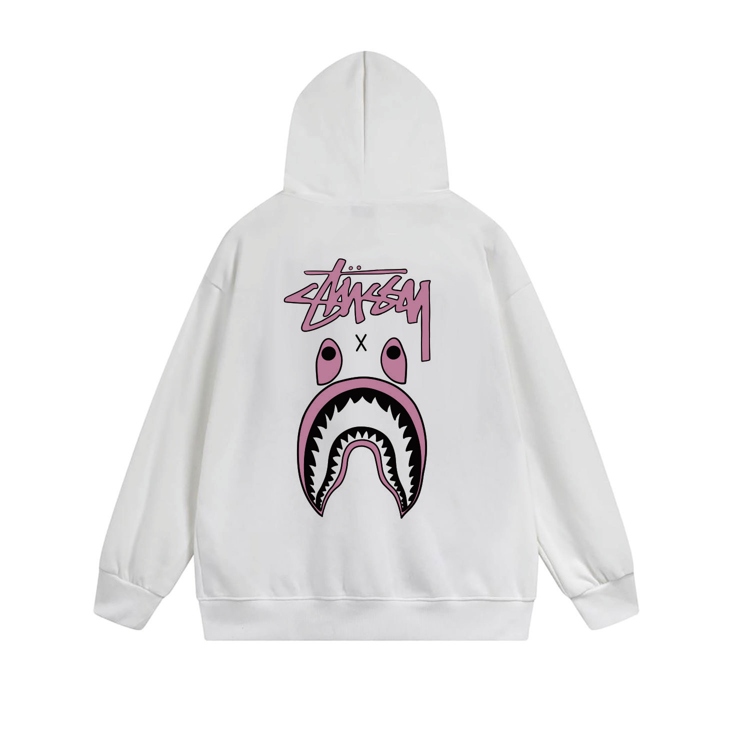 Stussy Pink Shark Mouth Full-Zip Hoodie