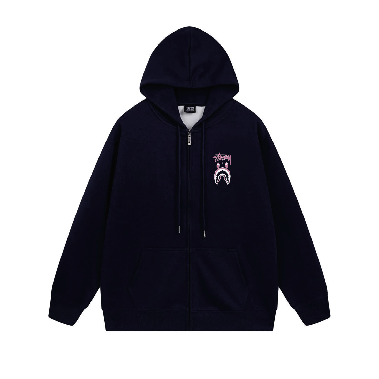 Stussy Pink Shark Mouth Full-Zip Hoodie