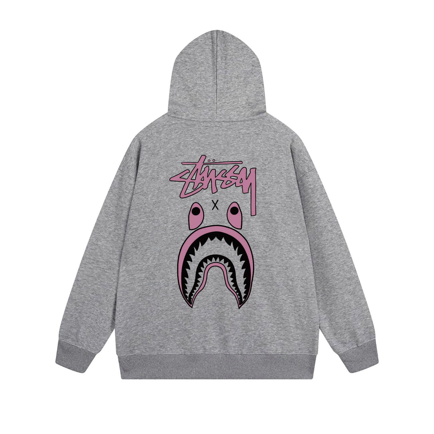 Stussy Pink Shark Mouth Full-Zip Hoodie