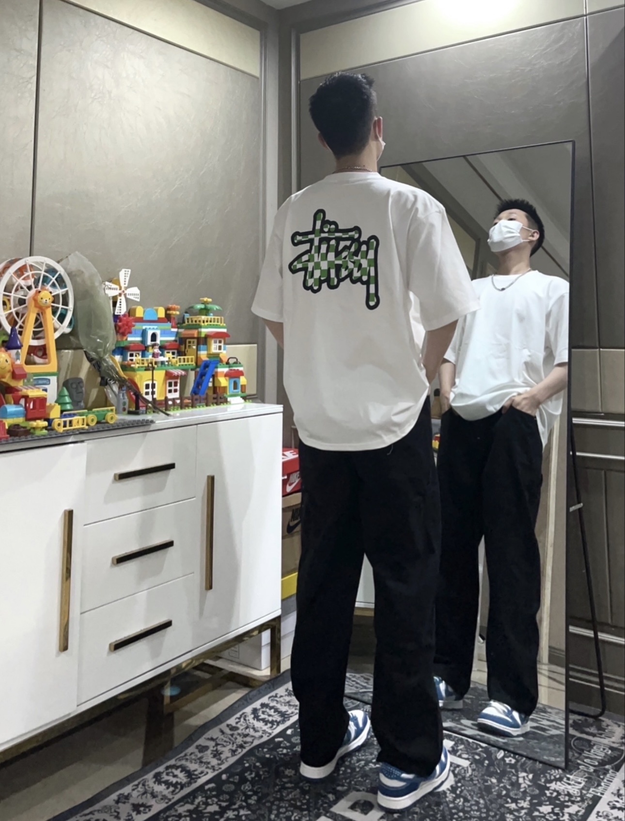 Stussy Pixel Grid Handstyle Logo T-Shirt