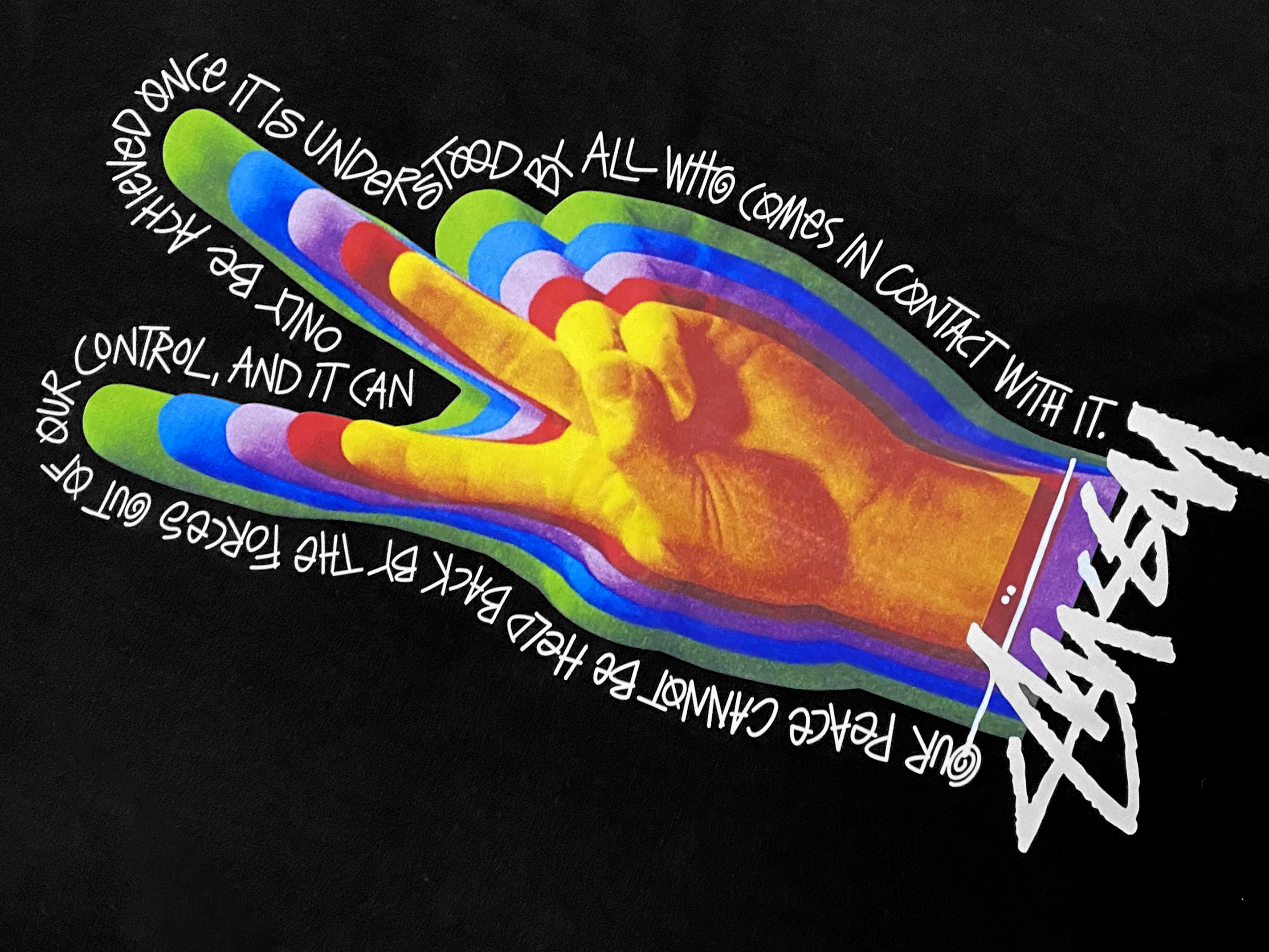Stussy Rainbow Flame Hand T-Shirt